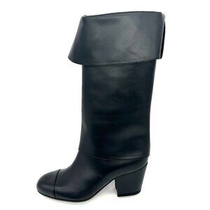 CHANEL 20K Calfskin Leather Musketeer Western Foldover Pirate Boots Heels